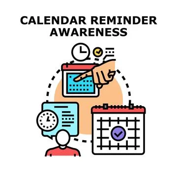 Calendar reminder awareness concept creating schedule Stock Illustration