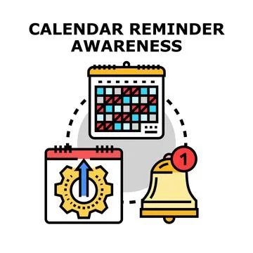 Calendar reminder awareness concept system event management Stock Illustration