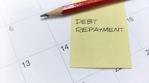Calendar reminder for debt repayment, emphasizing financial planning and lo.. Stock Photos