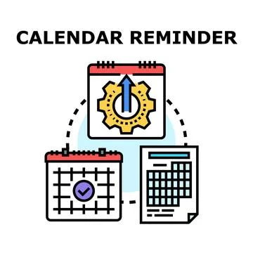 Calendar reminder system planning task scheduling process Stock Illustration