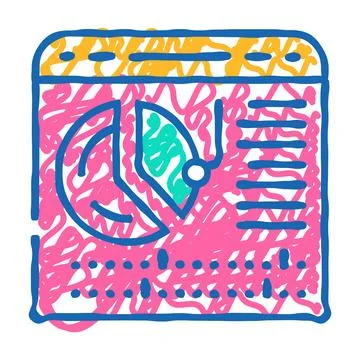 Calendar with report on work done icon doodle illustration Stockillustratie