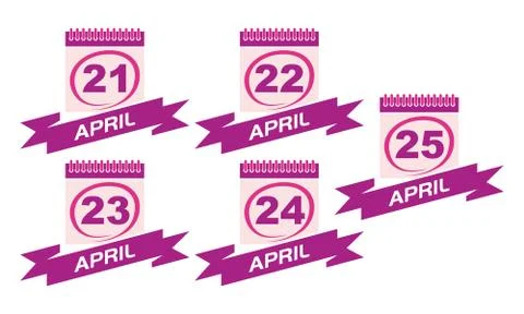 Calendar with Ribbon Set Stock Illustration