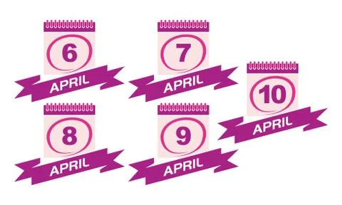 Calendar with Ribbon Set Stock Illustration