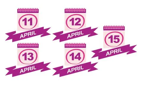 Calendar with Ribbon Set Illustrazione stock
