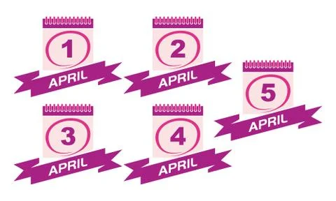 Calendar with Ribbon Set Stock Illustration