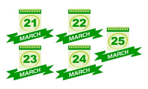 Calendar with Ribbon Set Stock Illustration