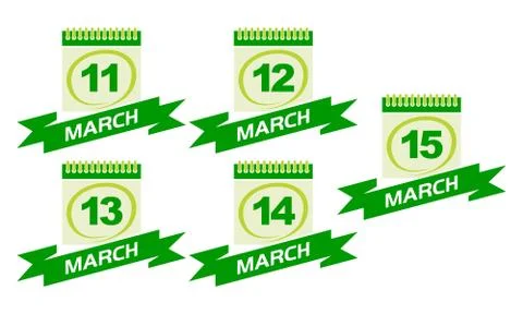 Calendar with Ribbon Set Stock Illustration