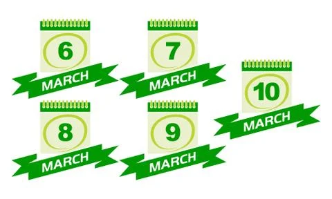 Calendar with Ribbon Set Stock Illustration