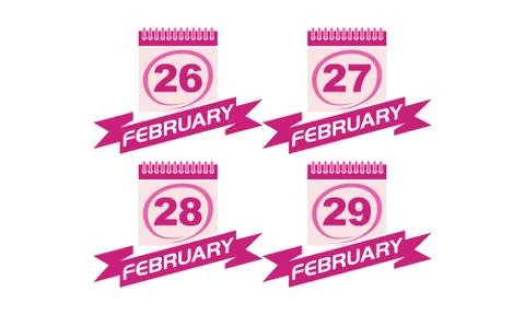 Calendar with Ribbon Set Stock Illustration