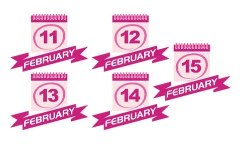 Calendar with Ribbon Set Illustrazione stock