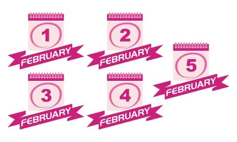 Calendar with Ribbon Set Stock Illustration