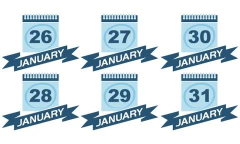 Calendar with Ribbon Set Stock Illustration