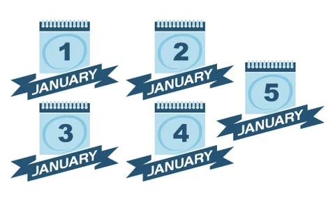 Calendar with Ribbon Set Stock Illustration
