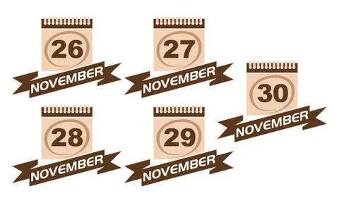 Calendar with Ribbon Set Stock Illustration