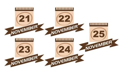 Calendar with Ribbon Set Stock-Illustration