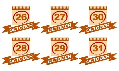 Calendar with Ribbon Set Stock Illustration