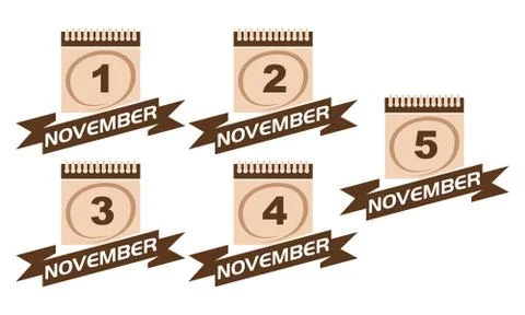 Calendar with Ribbon Set Stock Illustration