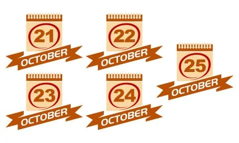 Calendar with Ribbon Set Illustrazione stock