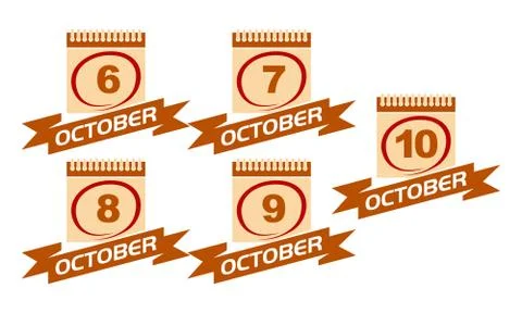 Calendar with Ribbon Set Stock Illustration