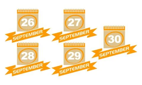 Calendar with Ribbon Set Stock Illustration