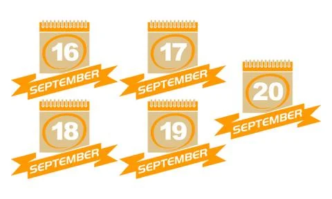 Calendar with Ribbon Set Stock Illustration