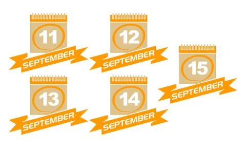 Calendar with Ribbon Set Illustrazione stock