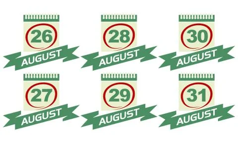 Calendar with Ribbon Set Stock Illustration