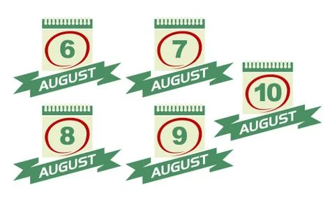 Calendar with Ribbon Set Stock Illustration