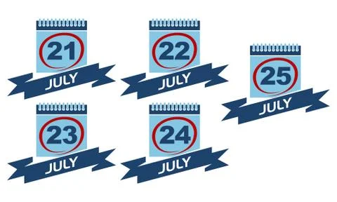 Calendar with Ribbon Set Stock Illustration