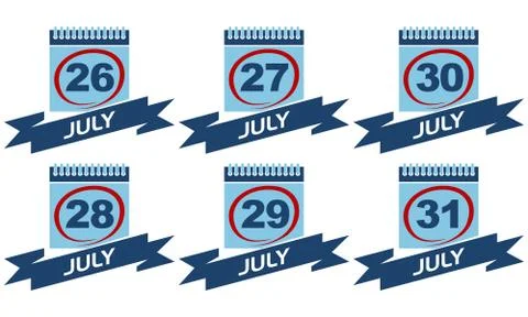 Calendar with Ribbon Set Illustrazione stock
