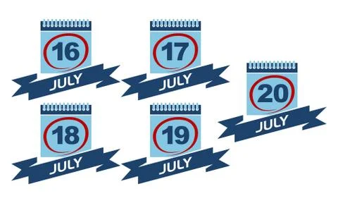 Calendar with Ribbon Set Stock Illustration