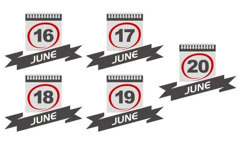 Calendar with Ribbon Set Illustrazione stock