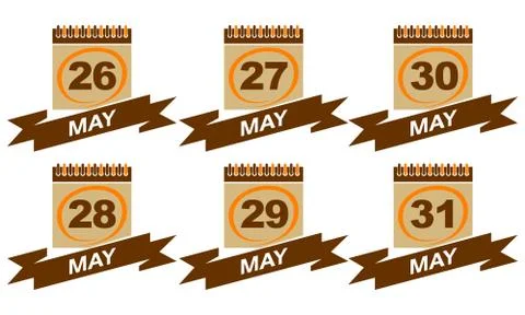 Calendar with Ribbon Set Stock-Illustration