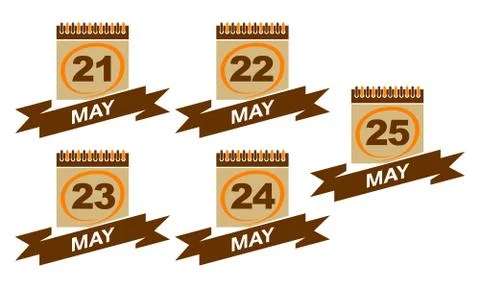 Calendar with Ribbon Set Illustrazione stock
