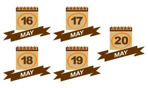 Calendar with Ribbon Set Stock Illustration