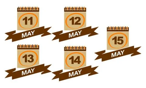 Calendar with Ribbon Set Stock Illustration