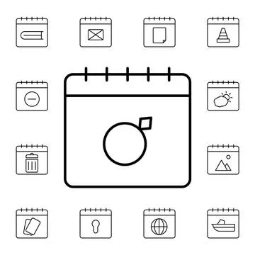 Calendar, ring flat vector icon in calendar pack Illustrazione stock