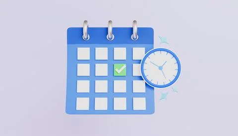 Calendar with round clock, the concept of day and time planning Stock Illustration