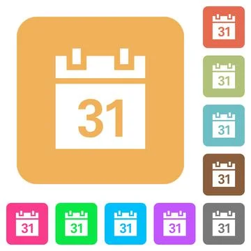 Calendar rounded square flat icons Illustrazione stock