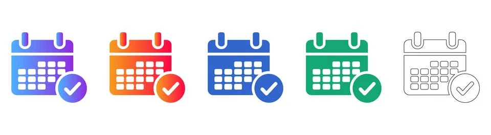 Calendar Schedule and Task Completion Icons Stock Illustration
