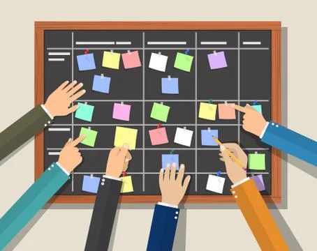 Calendar schedule board with collaboration plan Stock Illustration