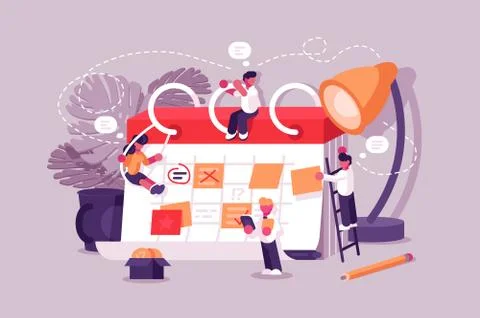 Calendar schedule board with collaboration plan Stock-Illustration