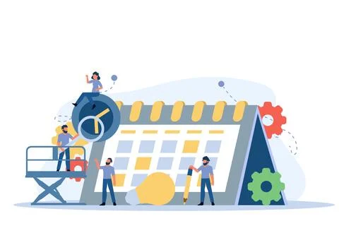 Calendar schedule week vector concept illustration. Student appointment emp.. Illustration