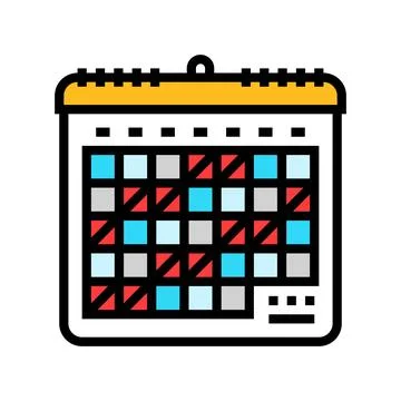 Calendar scheduled breaks mindful tech color icon vector illustration Stock Illustration