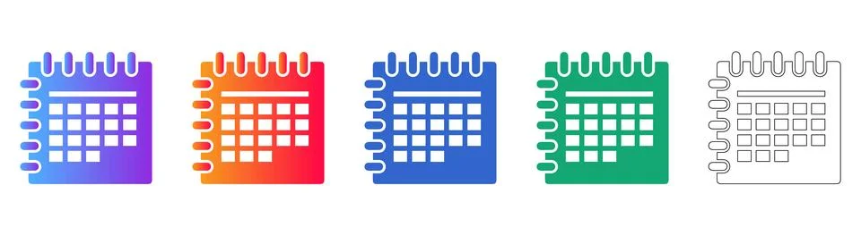 Calendar Scheduling Planner Icon Set Stock Illustration