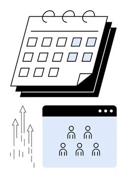 Calendar Scheduling with Team Collaboration and Growth Analytics Icon Set Stock-Illustration