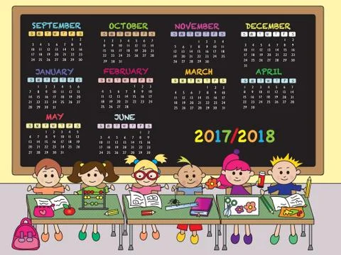 Calendar school 2017/2018 Stock Illustration