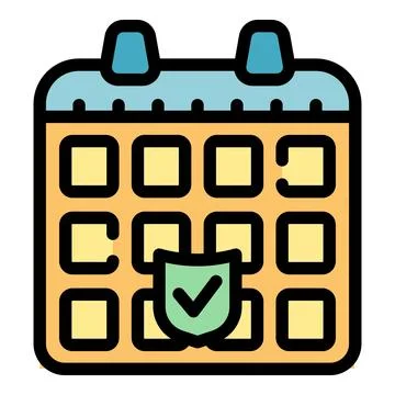 Calendar secured with shield displaying valid protection status Illustrazione stock