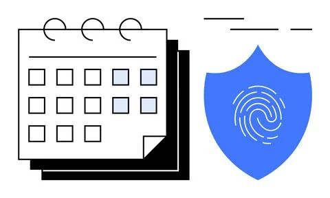 Calendar with Security Shield Symbolizing Time Management and Data Protection Stock Illustration