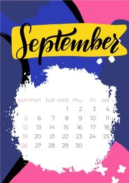 Calendar September 2021 vector design. Week starts from Sunday. Stock Illustration